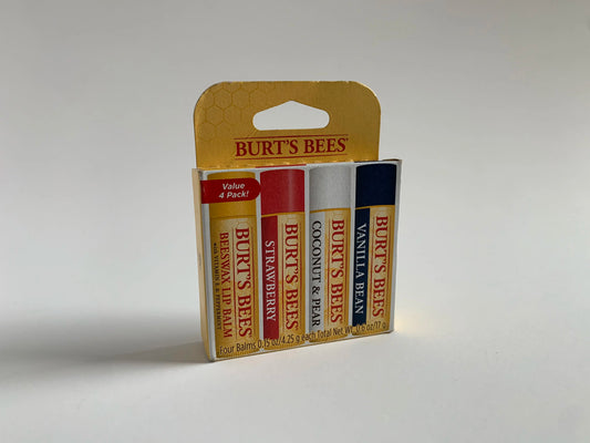 Burt's Bees Lip Balm Best of Burt's Multi Four Pack Peppermint Strawberry Coconut & Pear and Vanilla Bean